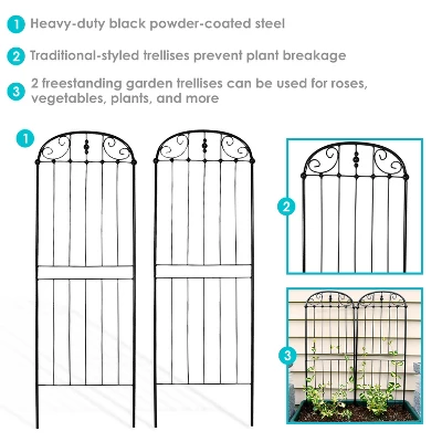 Sunnydaze Decor Sunnydaze Metal Wire Traditional Garden Trellis For Climbing Plants And Flowers - 32" H - Black - 2-Pack - Image 4