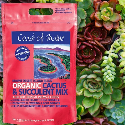 Coast Of Maine Indoor Outdoor Mount Desert Island Blend Organic Cactus And Succulent Potting Soil Mix With Beneficial Nutrients, 8 Quart Bag - Image 2