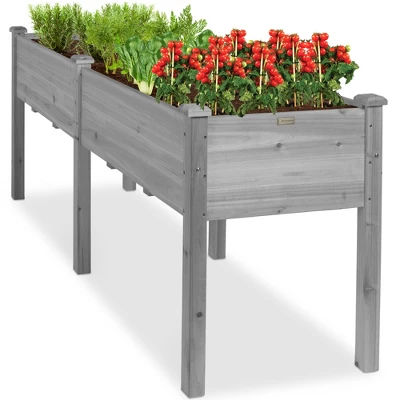 Best Choice Products 72x23x30in Raised Garden Bed, Elevated Wood Planter Box For Patio W/ Divider Panel - Image 9
