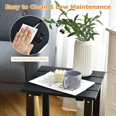 Tangkula 3PCS Patio Adirondack Chair Side Table Set Solid Wood Garden Deck Bistro Set Classic Furniture - Image 7