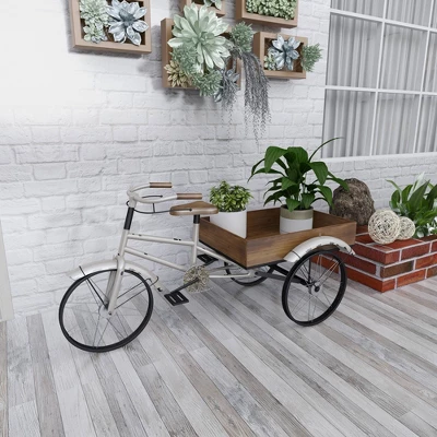 48" Wide Planter Rustic Iron Bicycle Inspired Flower Cart Brown - Olivia & May - Image 10