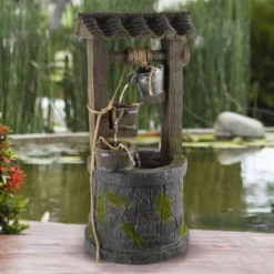 Nature Spring 4-Tier Wishing Well Outdoor Fountain With Cascading Waterfall - 32.5"