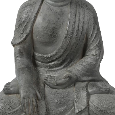LuxenHome 16.1" Gray MgO Enlightened Buddha Garden Statue - Image 5