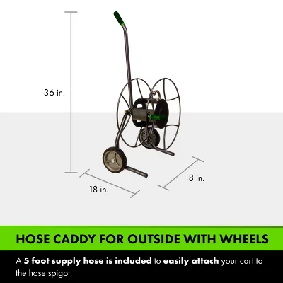 Yard Butler Compact Hose Reel Cart With Wheels - Heavy Duty 100 Foot Metal Hose - Reel Suitable For Gardens, Lawns, And Outdoor - IHTC-1 - Image 5