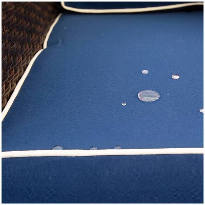 3pc Wicker Patio Sectional Seating Set With Cushions - Brown/Blue - GODEER - Image 10