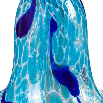 Evergreen Art Glass Speckle Blue Floral Shaped Bell Chime- 7 X 7 X 7 Inches Outdoor Decor - Image 3