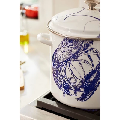 Cuisinart Caskata 16qt Enamel On Steel Stockpot With Cover - Blue Lobster - Image 4