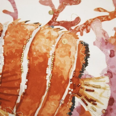 20" X 20" Sealife Beaded & Embroidered Decorative Patio Throw Pillow - Edie@Home - Image 3