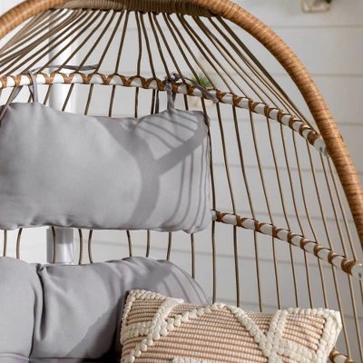 Toluca Hanging Outdoor Boho Egg Chair With Cushion - Saracina Home - Image 3