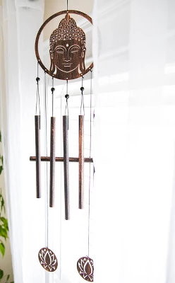 Dawhud Direct 38" H Eternal Zen Buddha Wind Chimes - Brown - Image 4