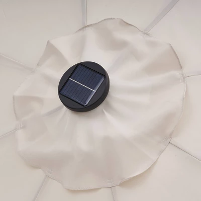 9' X 9' Solar LED Patio Umbrella With Tilt Adjustment And Crank Lift Beige - Wellfor