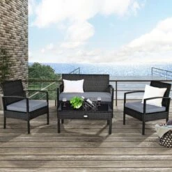 Costway 8PCS Patio Rattan Furniture Set Garden Deck