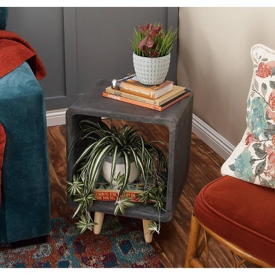 FIBER CLAY WOOD ACCENT TABLE 16W 21H - Olivia & May - Image 3