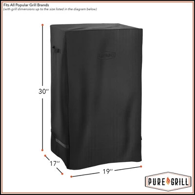 Pure Grill 30-inch Smoker BBQ Grill Cover For Electric Vertical Smokers, Universal Fit Cover 19" X 17" X 30" - Image 5