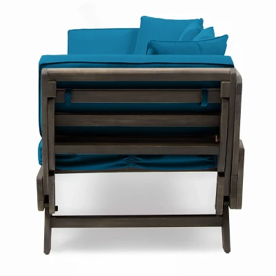 Ottavio Outdoor Acacia Wood Expandable Daybed With Cushions - Dark Teal/Gray - Christopher Knight Home - Image 4