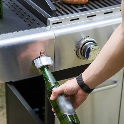 Captiva Designs E02GR001 Stainless Steel 4-Burner Propane Gas Grill With Side Burner And Side Tables - Image 9