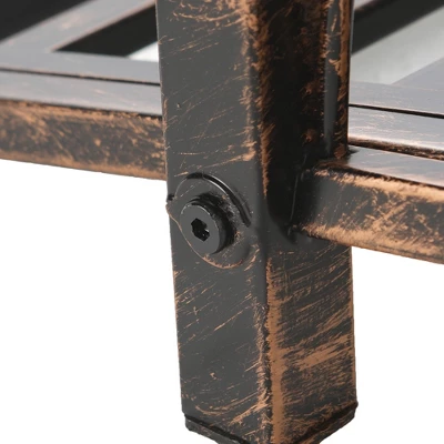 Outsunny 3.3' Metal Arch Zen Garden Bridge With Safety Siderails, Decorative Footbridge, Delicate Scrollwork & Corner Spheres For Stream, Black - Image 4