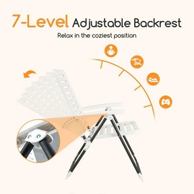Costway Patio PP Folding Chair Adjustable Reclining 7-Level All-Weather Portable Outdoor - Image 5
