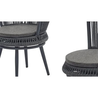 3pc Outdoor Wicker Conversation Set With Cushions - Dark Gray - GODEER - Image 4