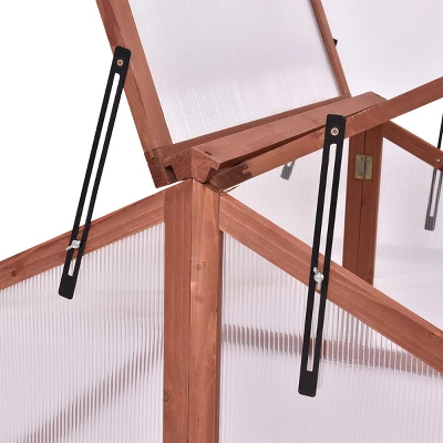 Costway Double Box Garden Wooden Green House Cold Frame Raised Plants Bed Protection - Image 6