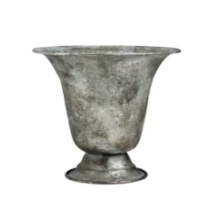 Allstate Floral 6.75" Silver And Verdigris Metal Urn Planter