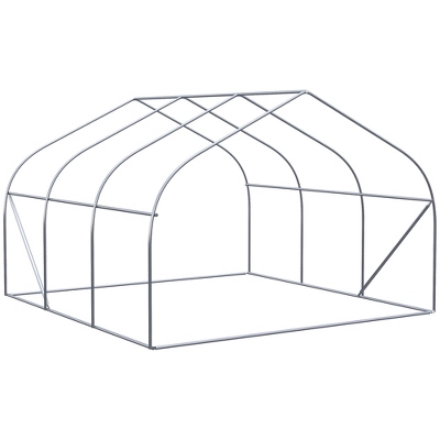 Outsunny 12' X 10' X 7' Walk-in Outdoor Tunnel Greenhouse, PE Cover, Steel Frame, Roll-Up Zipper Door & 6 Windows For Tropical Plants, White - Image 5