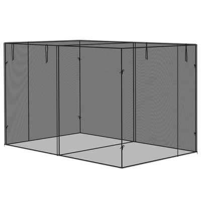 Outsunny 10 X 6.5ft Crop Cages For Garden, Plant Protectors From Animals, With Two Zippered Doors, Storage Bag And 6 Ground Stakes, Black - Image 3