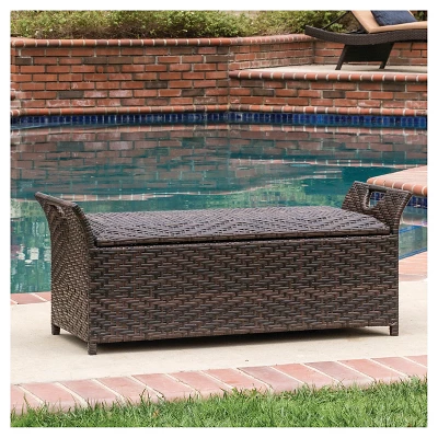 Wing Wicker Patio Storage Bench - Multi Brown - Christopher Knight Home - Image 2