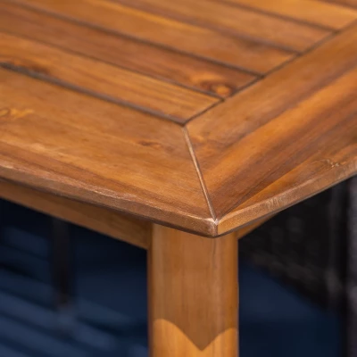 Clint 7pc Acacia And Wicker Dining Set - Teak/Brown - Christopher Knight Home - Image 2