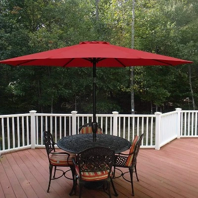 SUGIFT 9' Round Patio Umbrella Market Umbrella With Push Button Tilt-Red - Image 2