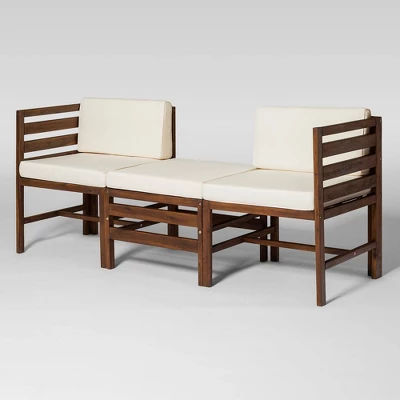 3pc Modular Acacia Wood Patio Chat Set With Cushions - Saracina Home - Image 20