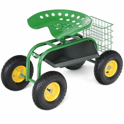 Costway Rolling Tray Gardening Planting With Work Seat Garden Cart - Image 11