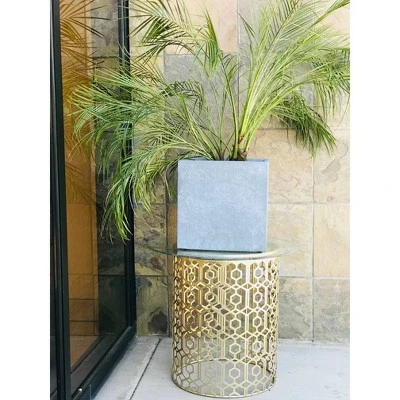 Rosemead Home & Garden, Inc. 10" Wide Kante Lightweight Modern Square Concrete/Fiberglass Indoor Outdoor Planter Box Slate Gray - Image 3