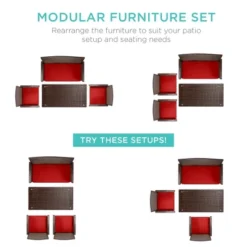 Best Choice Products 4-Piece Outdoor Wicker Patio Conversation Furniture Set W/ Coffee Table, Cushions