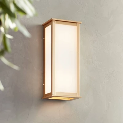 John Timberland Modern Outdoor Wall Light Fixture Warm Gold 12 3/4" Milky White Glass Shade For Exterior Barn Deck House Porch Yard Patio Outside Home