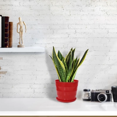 Unique Bargains Plastic Round Shape Home Garden Office Plant Planter Flower Pot 1 Pc - Image 4