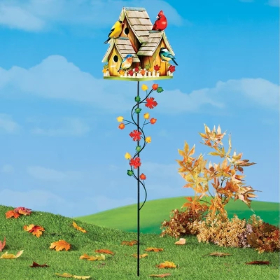 Collections Etc Enchanting 3-Perch Fall Birdhouse Garden Stake - Image 2