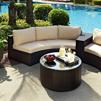 Catalina 2pc Outdoor Wicker Sectional Set - Sand - Crosley - Image 2