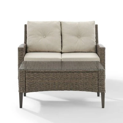 Rockport 2pc Outdoor Wicker Loveseat Seating Set - Crosley - Image 2