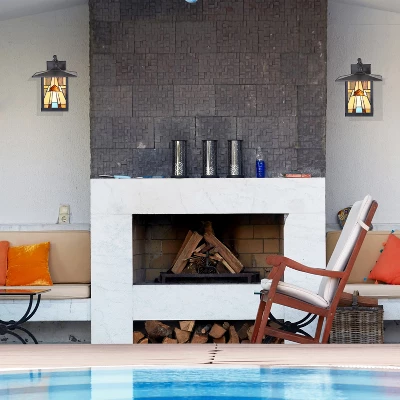 11.75" 1-Light Mona Mission Style Outdoor Wall Lantern Sconce Bronze - River Of Goods - Image 2