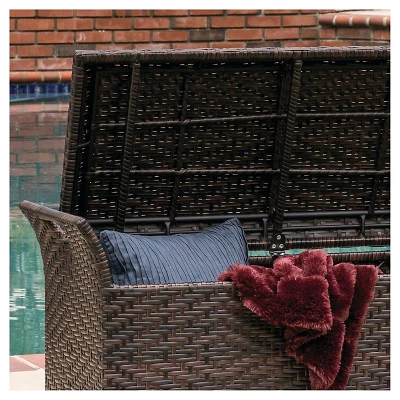 Wing Wicker Patio Storage Bench - Multi Brown - Christopher Knight Home - Image 3