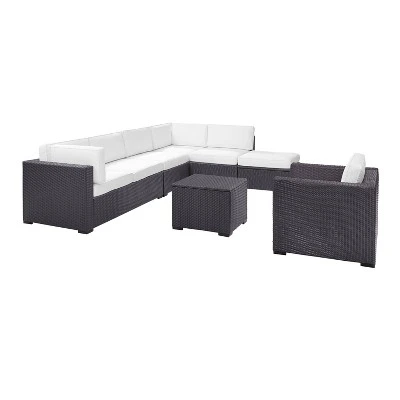 Biscayne 6pc Outdoor Wicker Sectional Set - White - Crosley - Image 2