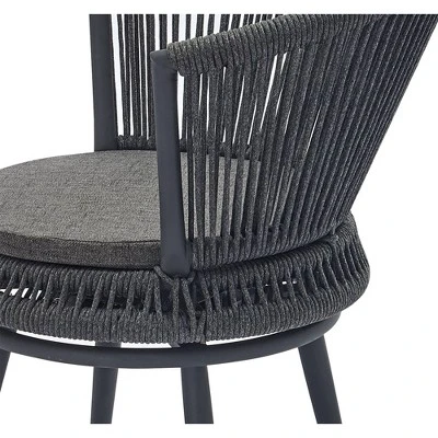 3pc Outdoor Wicker Conversation Set With Cushions - Dark Gray - GODEER - Image 10