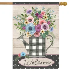 Buffalo Check Watering Can Spring House Flag 28 X 40 Briarwood Lane