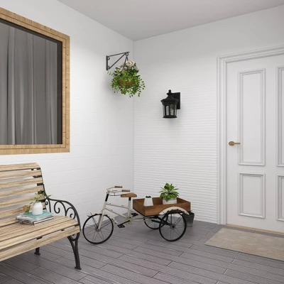 48" Wide Planter Rustic Iron Bicycle Inspired Flower Cart Brown - Olivia & May - Image 11