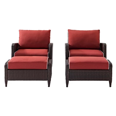 Kiawah 4 Piece Outdoor Wicker Seating Set Sangria - Crosley