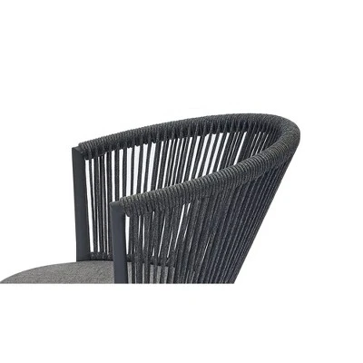 3pc Outdoor Wicker Conversation Set With Cushions - Dark Gray - GODEER - Image 6