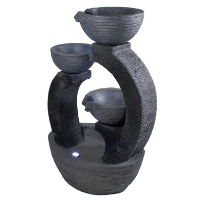 Northlight 31.5" Black Lighted Three-tier Outdoor Garden Water Fountain - Image 6