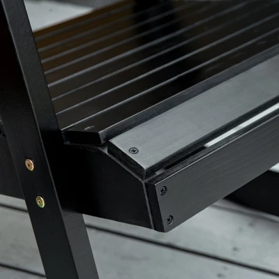 Outsunny Wooden Rocking Chair Set, 2-Piece Outdoor Porch Rocker With Foldable Table For Patio, Backyard And Garden - Image 5