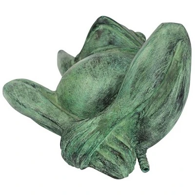 Design Toscano Spitting Lazy Frog Emerald Verde Cast Bronze Garden Statue - Image 4